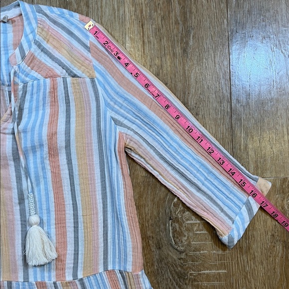 Soft Surroundings Laguna Gauze Stripe Dress Multi Color Petite Small EUC Cotton - Picture 14 of 16